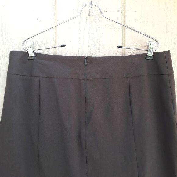 Larry Levine Skirt Stretch Mock Wrap Pockets Brown - Picture 6 of 7